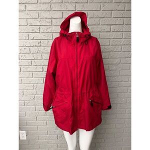 Pacific Trail Women Red Windbreaker Coat With Hoodie Size S